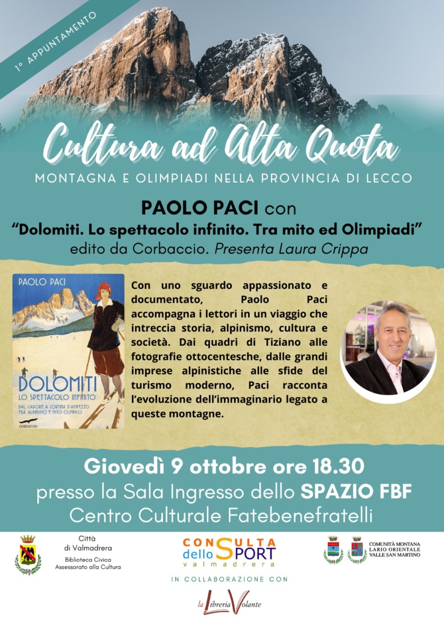 Valmadrera. “Cultura ad alta quota”: Paolo Paci presenta “Dolomiti”