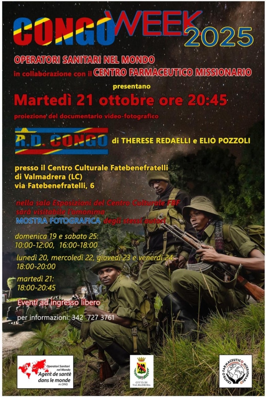 Valmadrera, il 21 ottobre la mostra e il documentario “R. D. Congo”