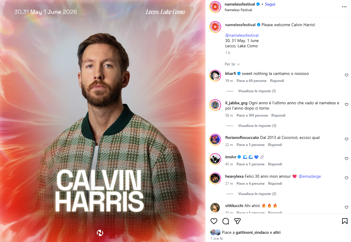 Calvin Harris a Lecco al Nameless Festival