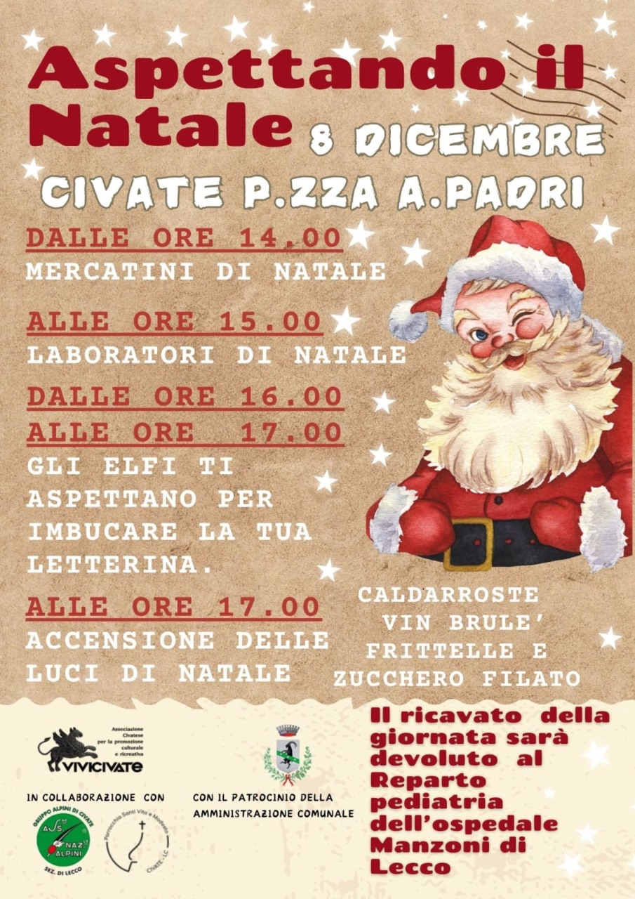 “Aspettando il Natale”: l’8 dicembre a Civate tante iniziative in piazza A. Padri