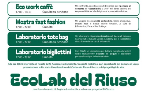 EcoLab del Riuso: alla Piccola si parla di sostenibilità, giovani e futuro
