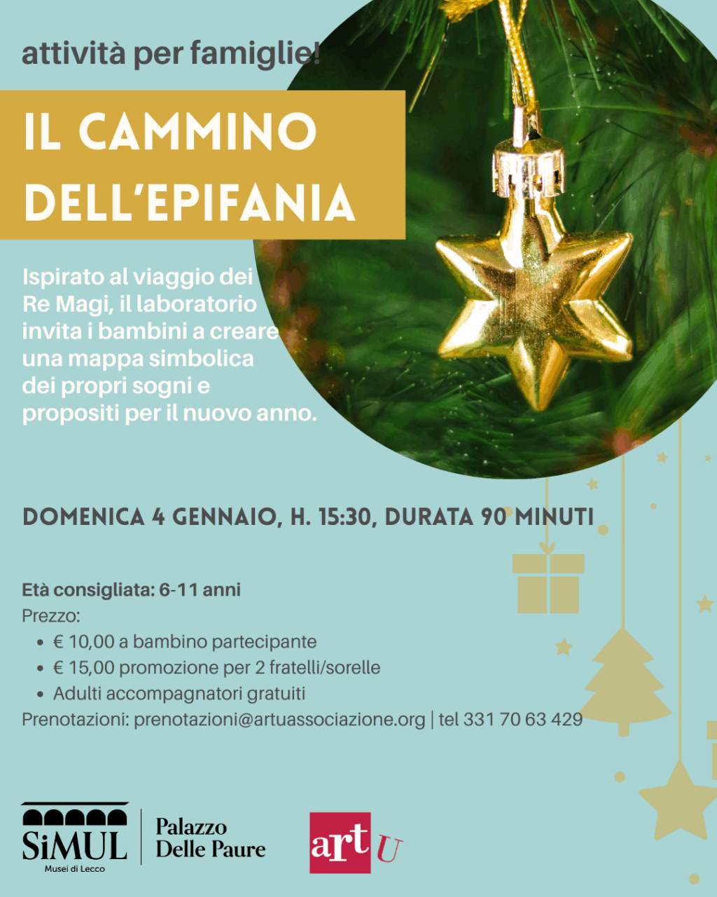 “Il cammino dell’Epifania”: un laboratorio per i più piccoli a Palazzo delle Paure