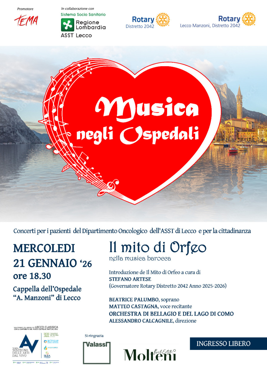 “Musica negli Ospedali”: il mito di Orfeo all’Ospedale Manzoni di Lecco