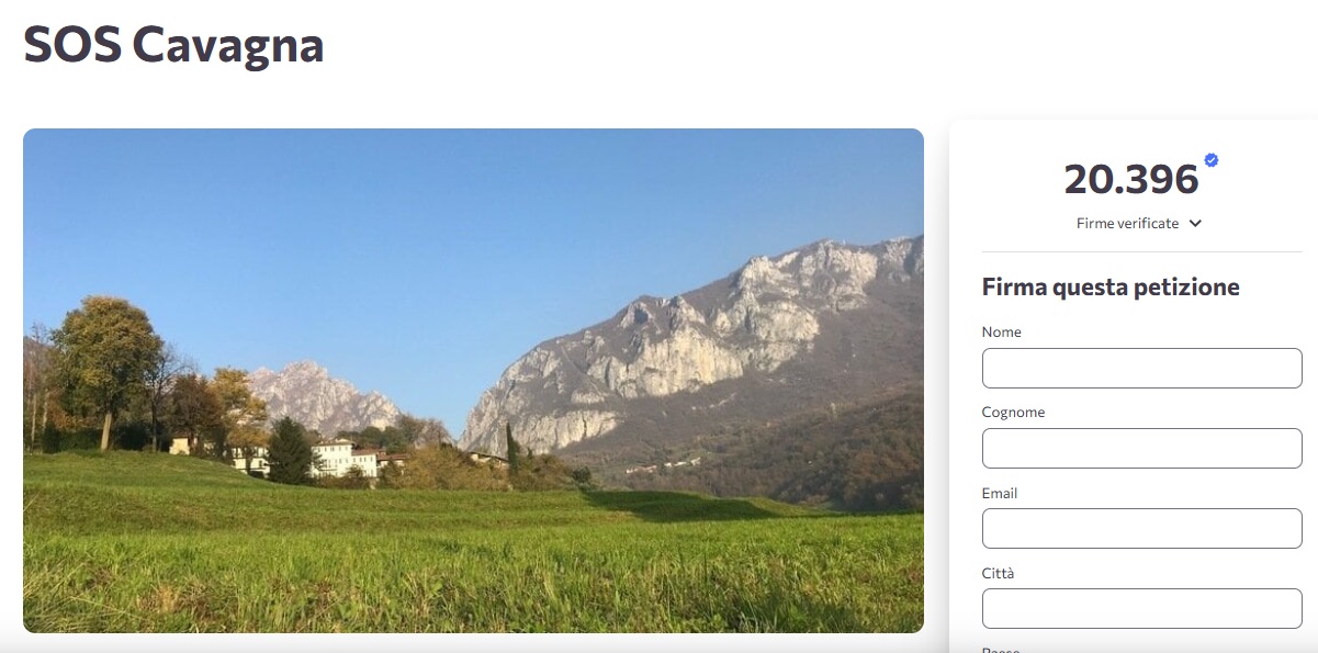 Zero edificazione a Cavagna: superate le 20mila firme raccolte