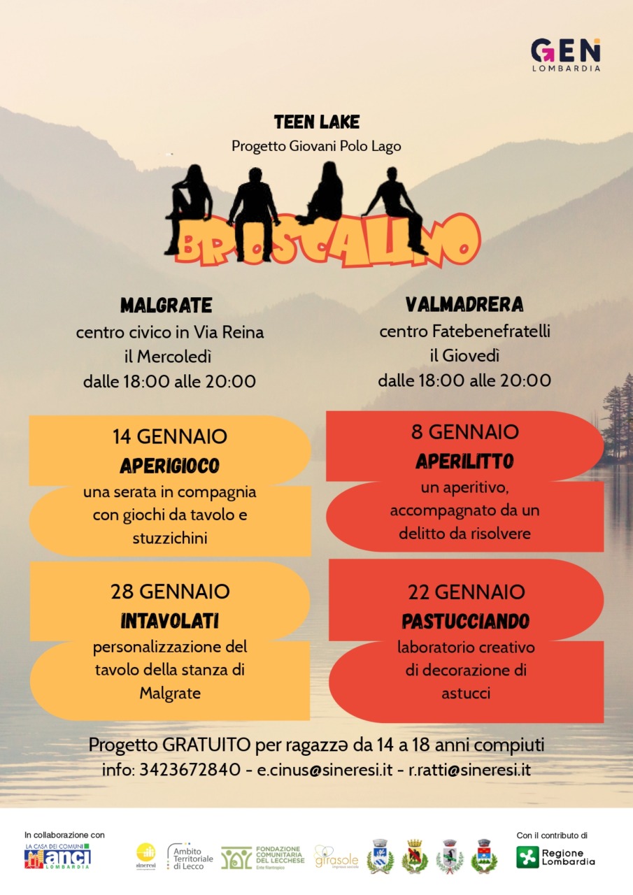 “Teen Lake”: 4 eventi per i giovani a Valmadrera e Malgrate