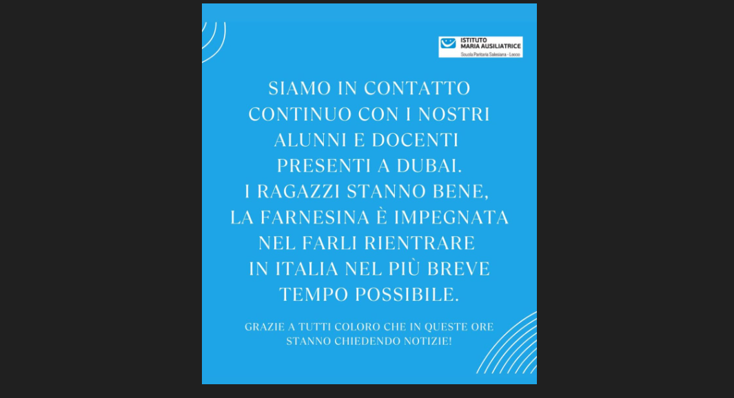 Bloccati a Dubai per la crisi in Medio Oriente: 11 studenti lecchesi tra gli italiani in attesa di rientro