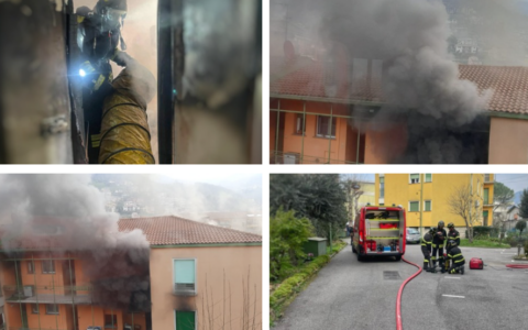 Incendio in un appartamento a Calolziocorte: 5 persone soccorse, tra loro tre bambini
