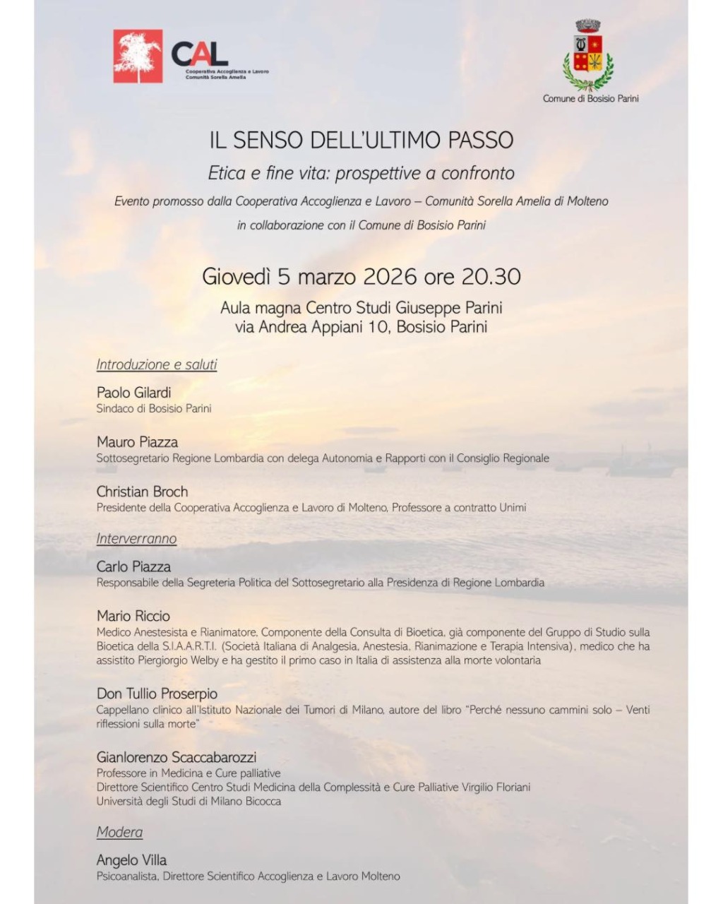 “Il senso dell’ultimo passo. Etica e fine vita: prospettive a confronto”: l’incontro a Bosisio Parini