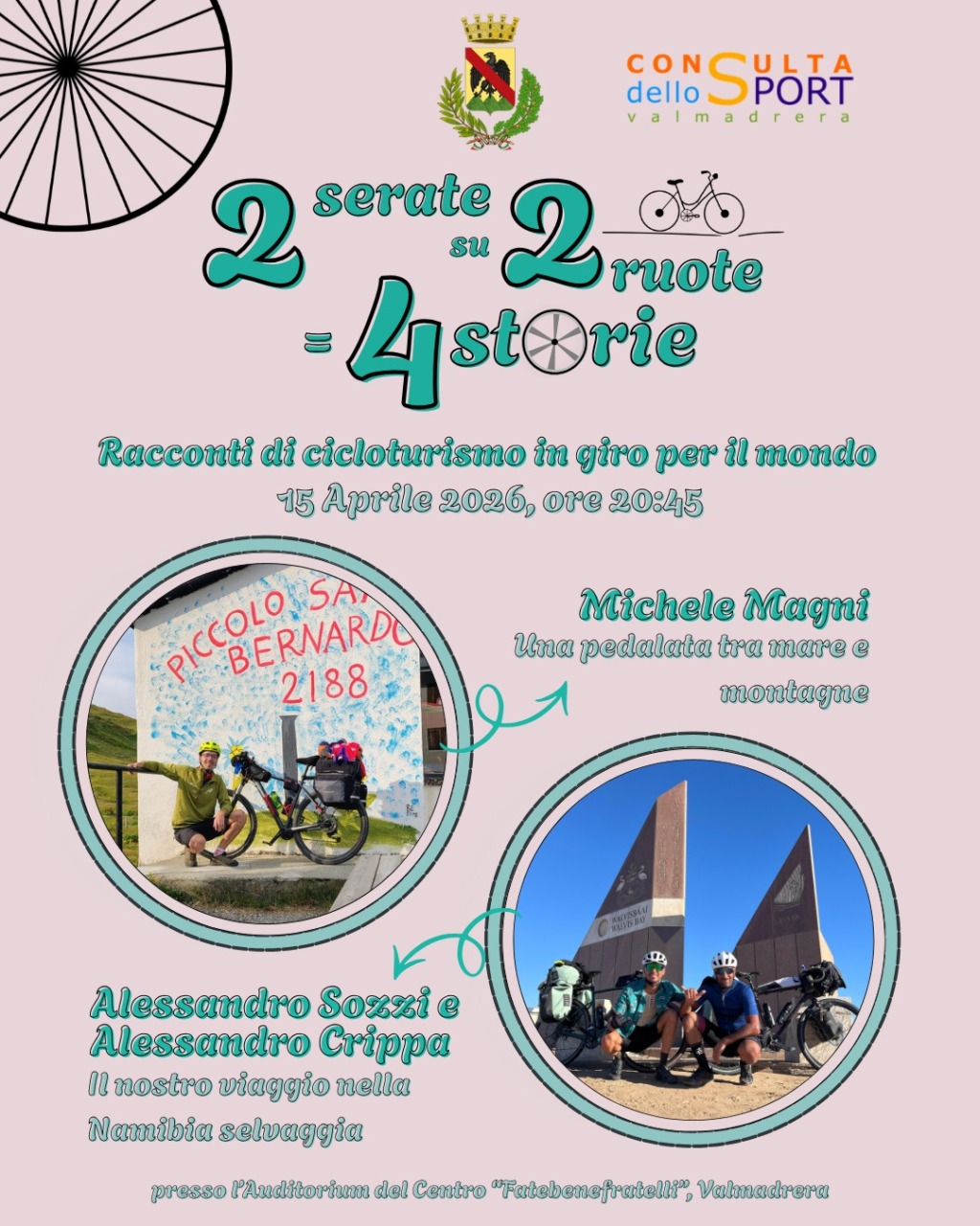 A Valmadrera racconti di cicloturismo in giro per il mondo con “2 serate su 2 ruote = 4 storie”