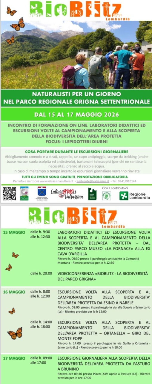 BioBlitz 2026: tre giorni alla scoperta della biodiversità nel Parco della Grigna Settentrionale