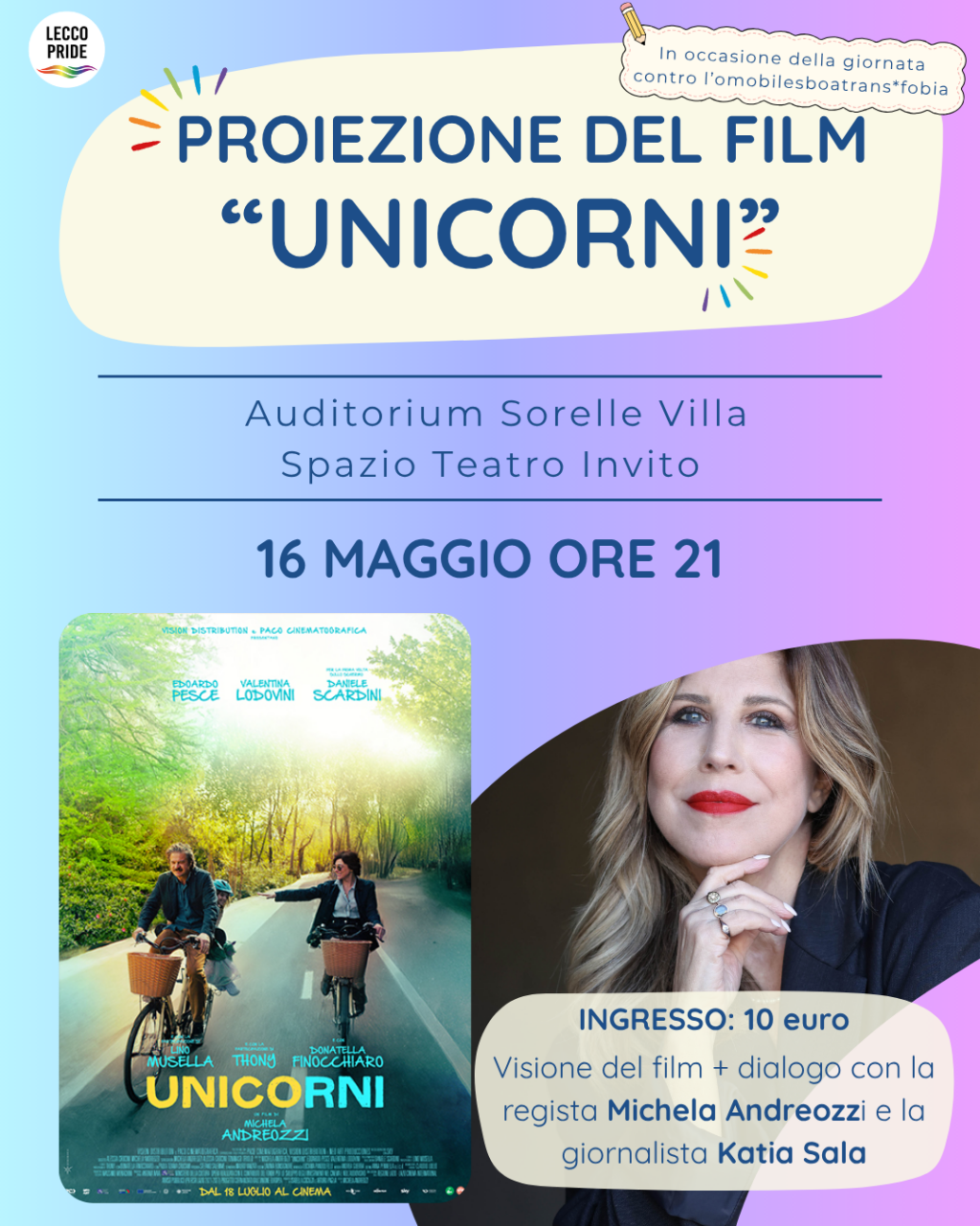“Unicorni”: l’associazione “Renzo e Lucio” propone la proiezione del film con la regista Michela Andreozzi