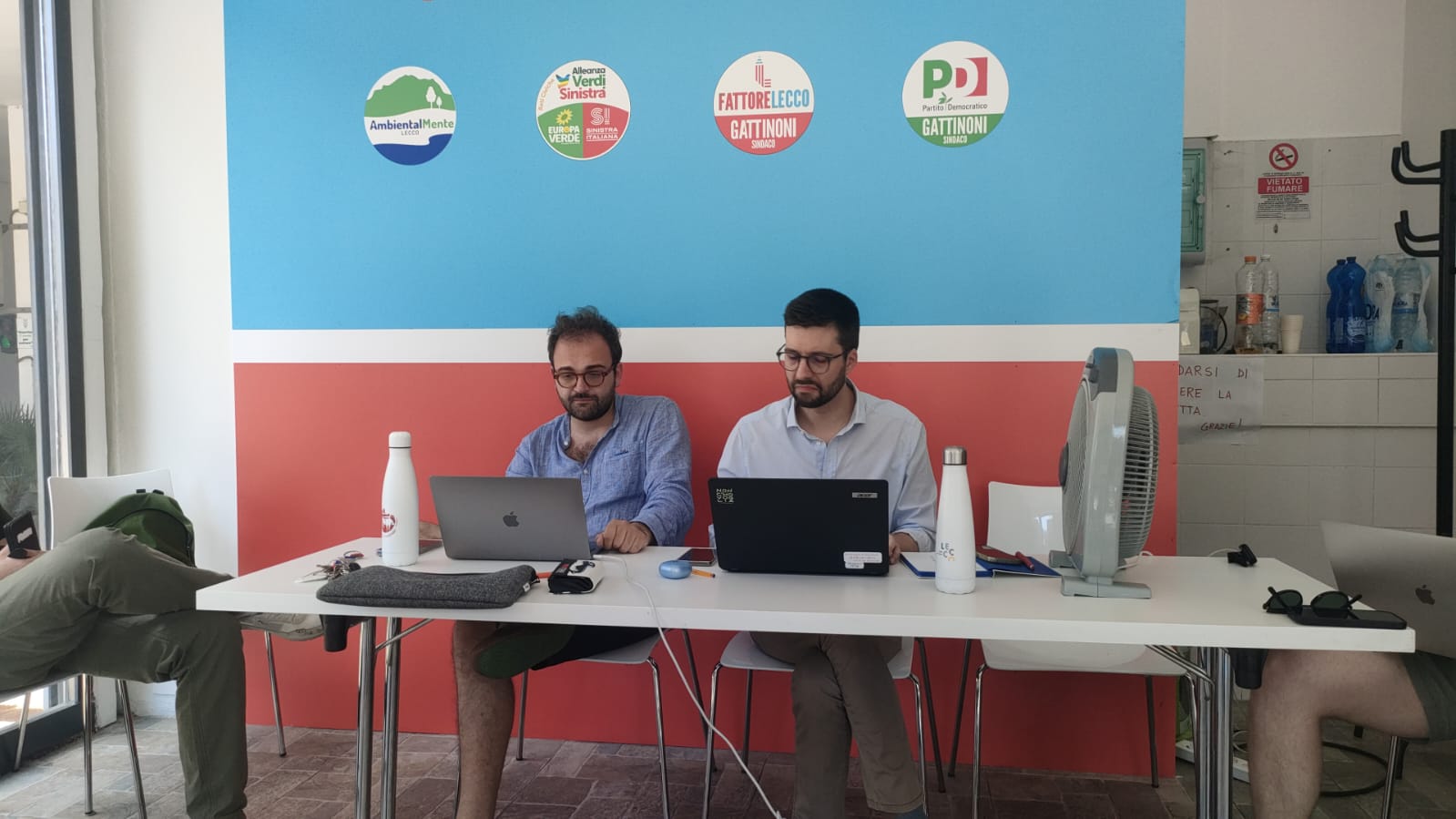Elezioni Lecco 2026 - Pietro Radaelli e Stefano Vassena presiedono la sede del Centro Sinistra.