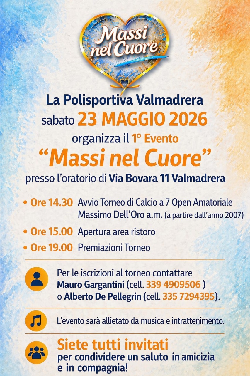 Polisportiva Valmadrera: sabato 23 maggio il primo torneo “Massi nel Cuore”