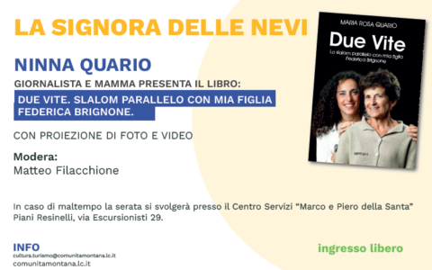 “Due vite”: ai Resinelli la presentazione del libro di Ninna Quario