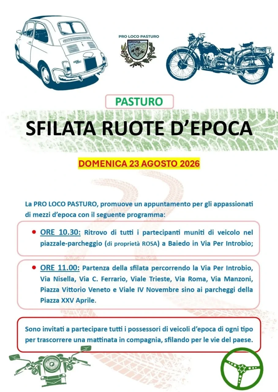 Pasturo, una domenica dal sapore vintage con la sfilata “Ruote d’Epoca”
