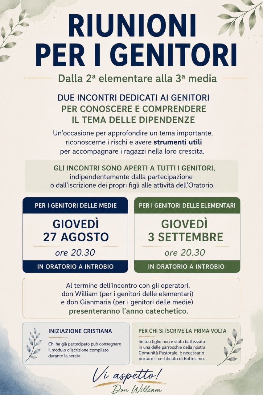 Incontri per i genitori: a Introbio due serate dedicate al tema delle dipendenze