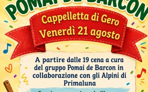 Primaluna, la Festa Pomai de Barcon rinviata al 28 agosto: confermata cena e serata danzante alla Cappelletta di Gero