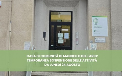 Lavori alla Casa di Comunità di Mandello, servizi sospesi