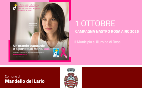 Campagna Nastro Rosa AIRC: il Municipio di Mandello si illumina di rosa