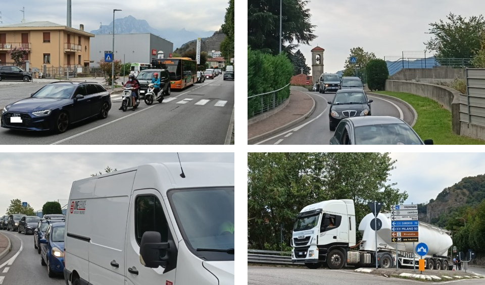 Camion bloccato alla rotonda di Chiuso, traffico in tilt