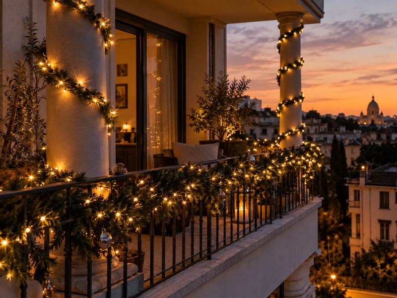 Luci di Natale per piccoli spazi: idee per appartamenti e balconi